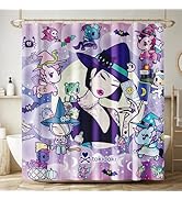 tokidoki Waterproof Shower Curtain Cute Bath Shower Curtain with Holder for Bathroom and Bedroom ...