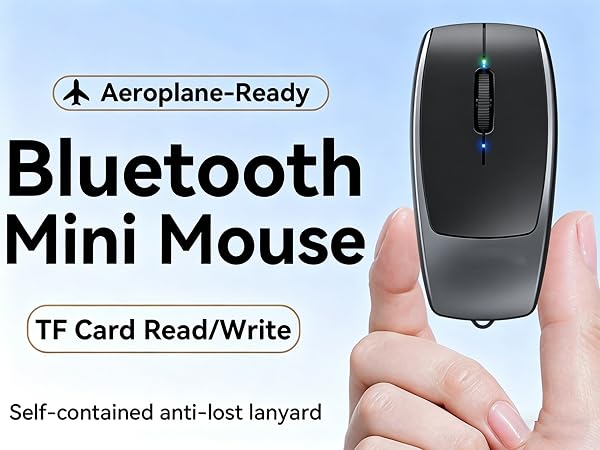 Mini Small Bluetooth Mouse with TF Card Reader Silent Pocket Portable Handheld Tiny Travel Optical