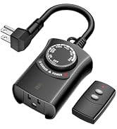 HBN Outdoor Light Timer with Remote Control, Waterproof Light Sensor Timer, 100 ft Wireless Range...
