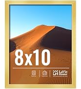LaVie Home 8x10 Picture Frame for Wall Display, 8x10 Gold Picture Frame with HD Plexiglas, 8 x 10...