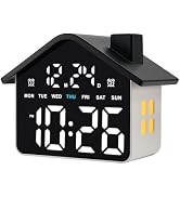Plumeet Digital Alarm Clock, Bedroom Clock with Large Numbers, Date, Week, Dual Alarms, Dimmer an...