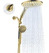 Dual Handheld Shower Head Combo, 2-in-1 Rain Shower Heads System 8 Inch Rainfall Shower Head and ...
