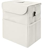 Car Trash Can Bin with Lid - Collapsible Car Garbage Can with Storage Pockets-Beige Mini Leakproo...