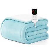 Homemate Heated Blanket Electric Throw - 50"x60" Heating Blanket Throw 1/2/4/6/8 Hours Auto-Off 1...