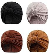 Pretied Turban Head Wraps for Black Women Satin Silk Bonnet Hairwrap African Pre Knot Turbans Str...