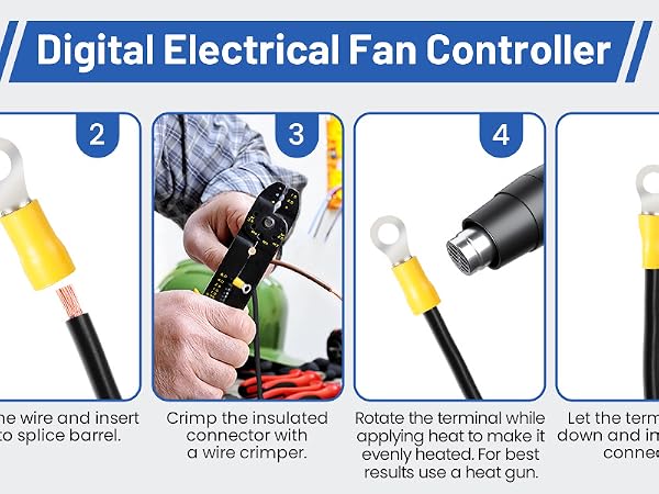 12V/24V Digital Electric Radiator Fan Controller Switch Kit with Adjustable Temperature