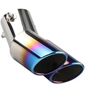 Pniwuno Dual Exhaust Tip, 2.5" Inlet Stainless Steel Curved Muffler Tail Pipe, Bolt-on Bevel Port...