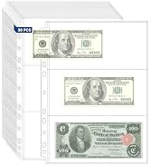 ENPOINT 180 Pockets Acid Free Currency Sleeves, 30 Pack Dollar Bill Sleeves for Collecting Cash, ...
