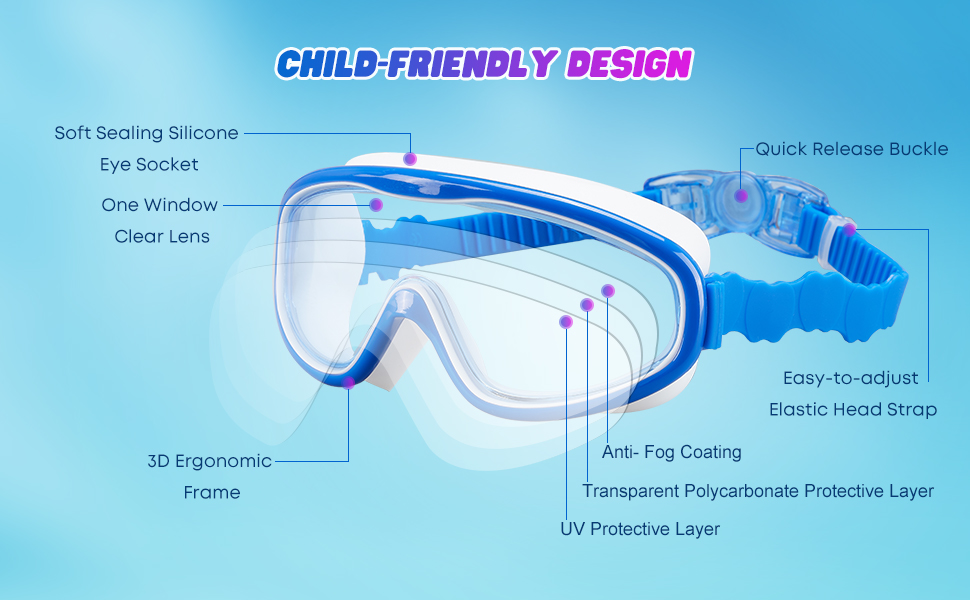 child-friendly design swimming goggles