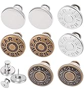 8 Sets Button Pins for Jeans, Jean Button Pins for Loose Jeans, No Sew and No Tools Instant Repla...
