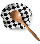 Miamolo Spoon Rest for Stove Top, 5.3in Checkered Spoon Holder Utensil Rest, Ceramic Spoon Rests ...