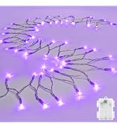 cshare String Lights Outdoor Waterproof 9.8ft 30 LED, Purple Fairy Lights Battery Operated with T...