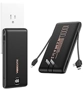 VEEKTOMX Portable Charger with Built in Cables 10000mAh, Power Bank for iPhone with AC Wall Plug,...
