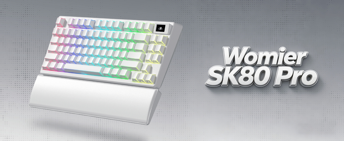 Womier 75% Wireless Mechanical Keyboard with Color Multimedia Screen Creamy PC Gaming Keyboard