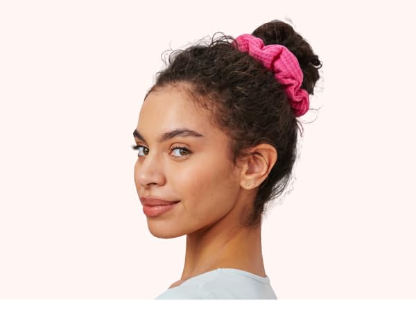 Curly hair in bun