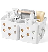 Anyoifax Portable Shower Caddy Plastic Basket with Wood Handle Divided Shower Tote Storage Organi...