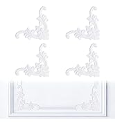 INCREWAY 4PCS White PVC Corner Wall Molding, French Style Medallion, Wainscoting Accent Panel for...