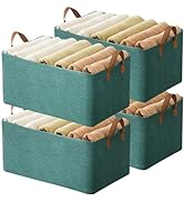 AARAINBOW 4 Pcs Closet Clothes Organizer with Handle, Fabric storage Box with Steel Frame Stackab...
