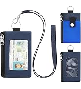ZHOMA Minimalist RFID Blocking Wallet with Lanyard,Waterproof ID Case with 2 Zipper Pockets and K...