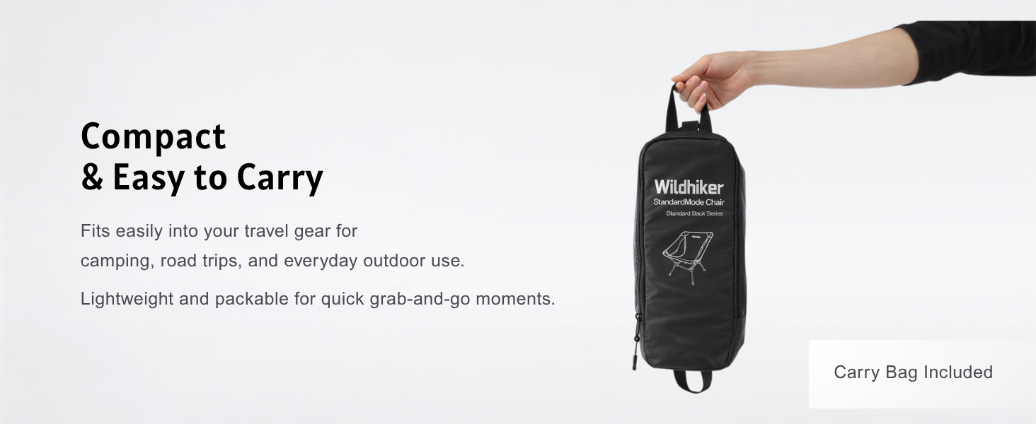 Portable camping chair with carry bag, lightweight and easy to carry for outdoor use