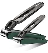 VANWIN Nail Clippers with Catcher, 2-Pack Slanted & Curved Nail Clippers for Ingrown Toenails and...