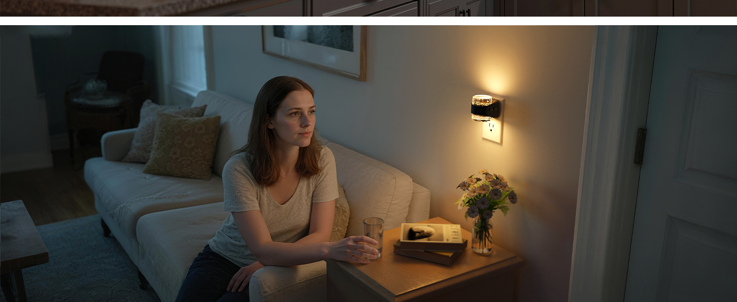 3000K warm white soft glow plug in night light