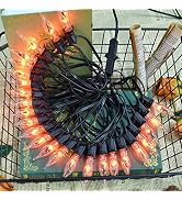 PASUTO 27.8Ft Halloween Decor Lights Flickering Flame String Lights with 25+4 Pack Clear Glass Fl...