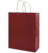 100 Pack 5.25x3.25x8 inch Red Paper Bags with Handles Bulk, Bagmad Small Size Kraft Bags, Gift Ba...