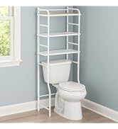 Home Zone Living Over The Toilet Storage Bathroom Organizer with Tall 3 Tier Freestanding Shelves...