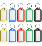 Uniclife 10 Pcs Key Labels, 5 Color Key Tags with Labels and Rings | Key Label Tags, Blank Keycha...