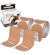OWNQOBE Kinesiology Tape Precut (2 Rolls, 40 Strips) –Waterproof, Latex-Free Hypoallergenic Athle...