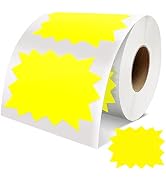 Price Tags Stickers Yellow 4 x 3 Inches Self-Adhesive Large Sale Sticker Starburst Signs Removabl...