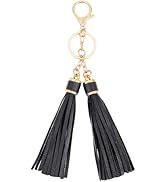 CALFOVERA 7.5 Inch PU Leather Tassel Pendant Handbag Key Fob with Lobster Clasp Tassel Keychains ...