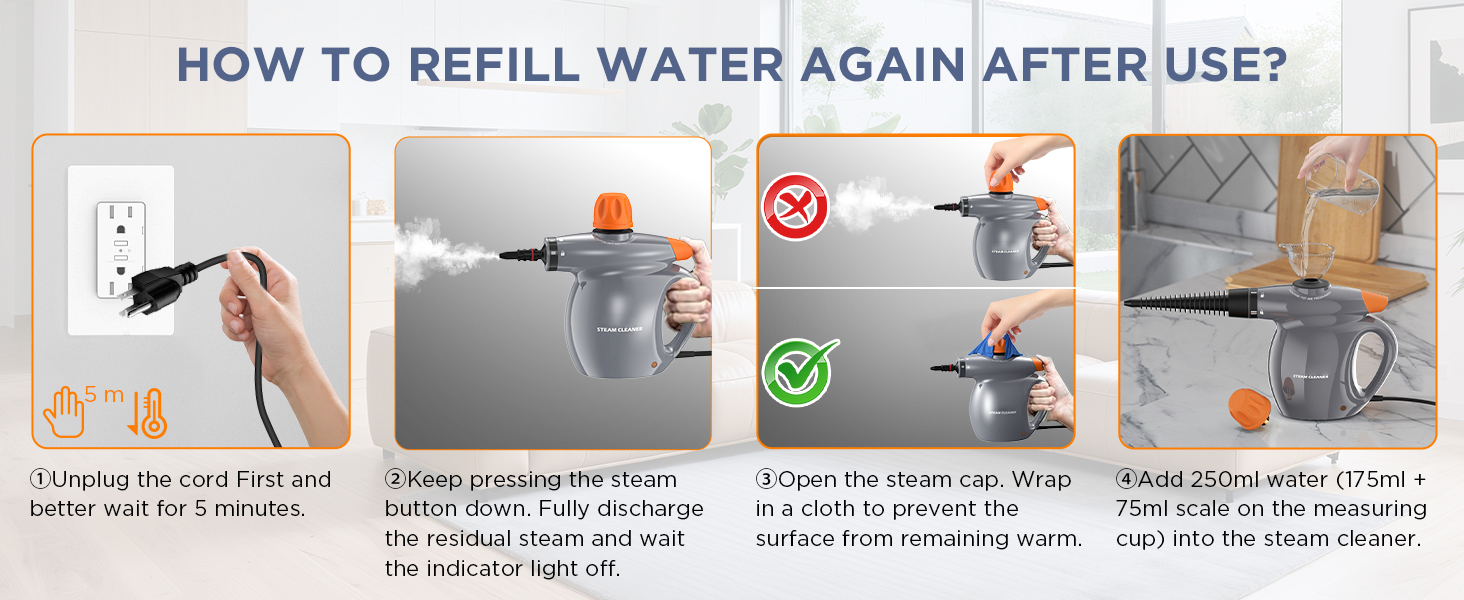 labigo steam cleaner pressurized handheld steamer cleaning tile grout window upholstery kitchen car