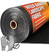5ftx500ft Garden Weed Barrier Landscape Fabric (including Scissors & Gloves), Large Weed Block Ga...