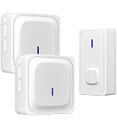 BBN-LINK Wireless Doorbell with 2 Receivers, IP55 Waterproof 1000 Feet with 58 Chimes & LED Flash...