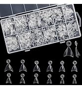600PCS Short Stiletto Clear Nails Tips Half Cover Almond Shaped Acrylic False Nails with Box, 12 ...