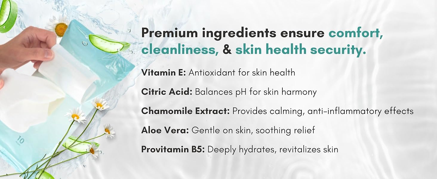 premium ingredients for premium elderly care. Hypoallergenic wipes for elderly