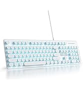iTastatur Typewriter Keyboard 104-key Punk Gaming Retro Keyboard LED Ice Blue Backlit Cute Keyboa...