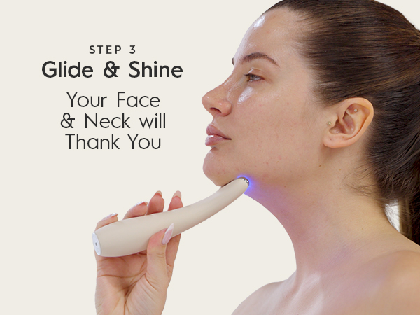 step 3: use the beauty tool on your face and neck for 5 to 10 minutes