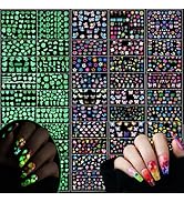 Teenitor 50 Sheets Glow in The Dark Nail Stickers for Kids, Girls Flower Nail Art Stickers Nail D...