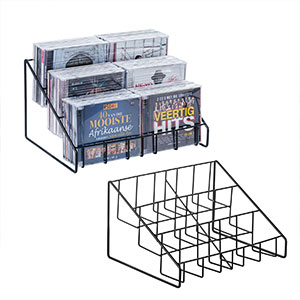 Modern Black Metal Wire CD Storage Stand, Table Disc Jewel Case Holder, Tier Office Desk Media