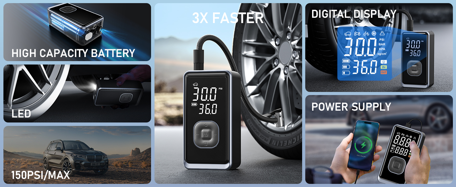 Tire Inflator Portable Air Compressor