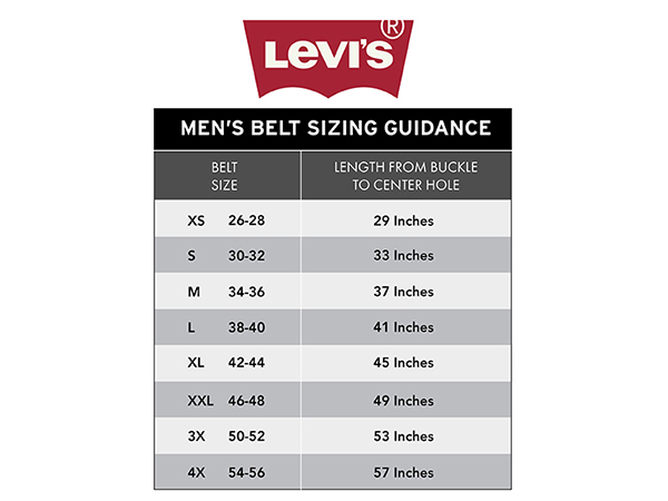levis mens belt size chart