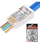 AvesView 100-Pack Cat 6 Pass Through RJ45 Connectors (Ethernet Cable Connector) FTP Shielded RJ45...