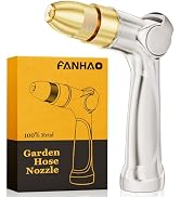 FANHAO Professional Heavy Duty Garden Hose Nozzle, 100% Metal Thumb Control Water Nozzle with Bra...