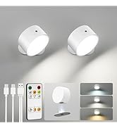 AMETHEUS LED Wall Mounted Lights, Rechargeable Wall Sconces Lamp, 3 Color Temps & Remote and Touc...