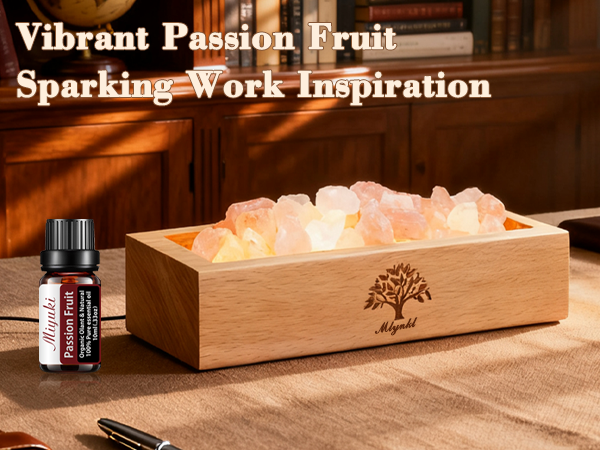 Passion Fruit Essential Oil & Pink Salt Lamp for Work Inspiration,Creativity,and Office Aromatherapy