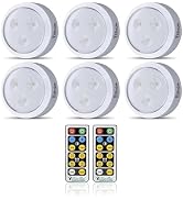 AlltroLite FA9099 LED Puck Lights with 2 Remotes (6 Pack) | 55 lumens Battery Operated Lights for...