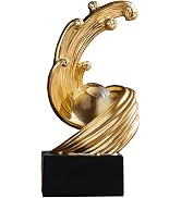 XYQXYQ Golden Wave Resin Sculptures with Crystal Ball Decor - Modern Abstract Home Decor, Ideal f...